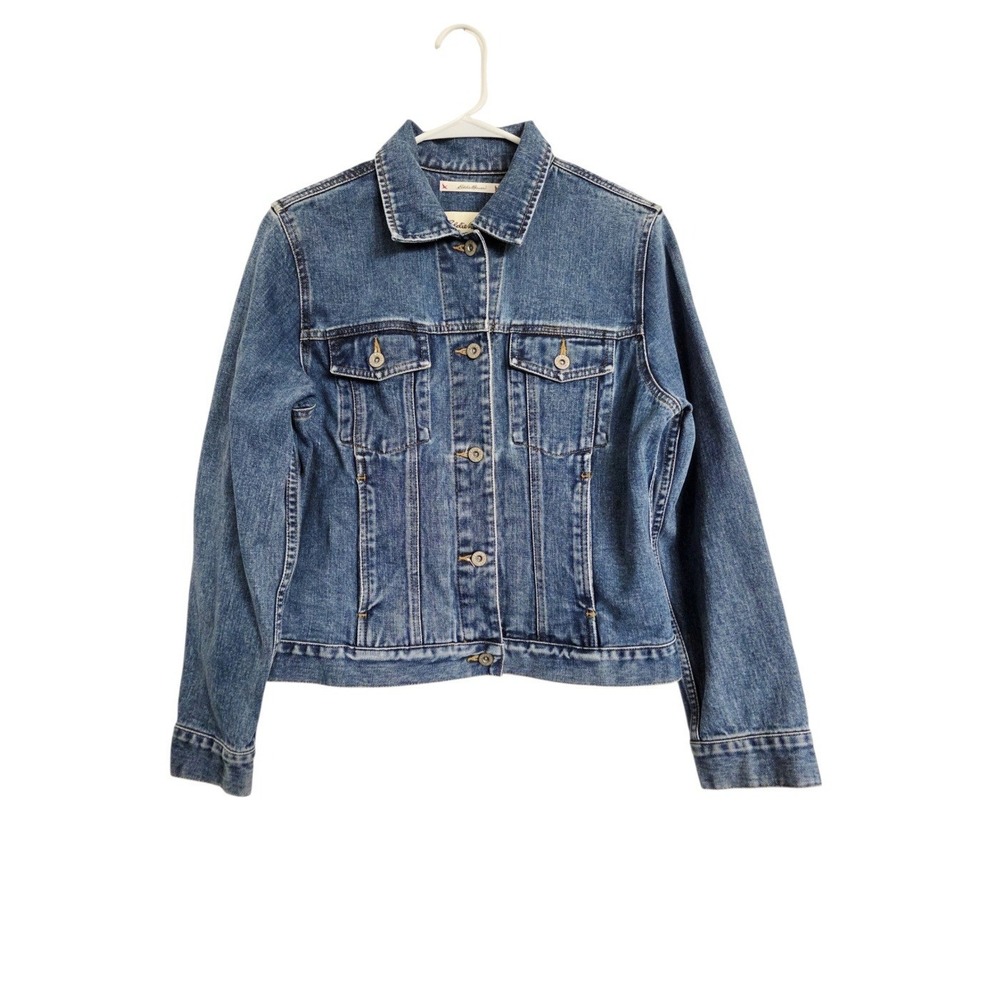 Eddie Bauer Womens Denim Trucker Jacket XS Cotton Classic Preppy Outdoor Western